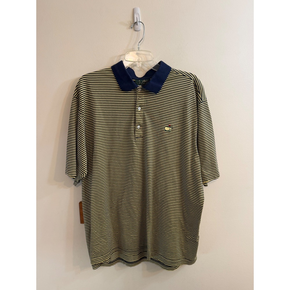 Amen Corner Masters Augusta National Golf Polo Shirt XL Yellow‎ Navy Striped